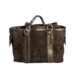 Vintage COACH Signature Black Jacquard Canvas Gallery Satchel Tote K05J-6234